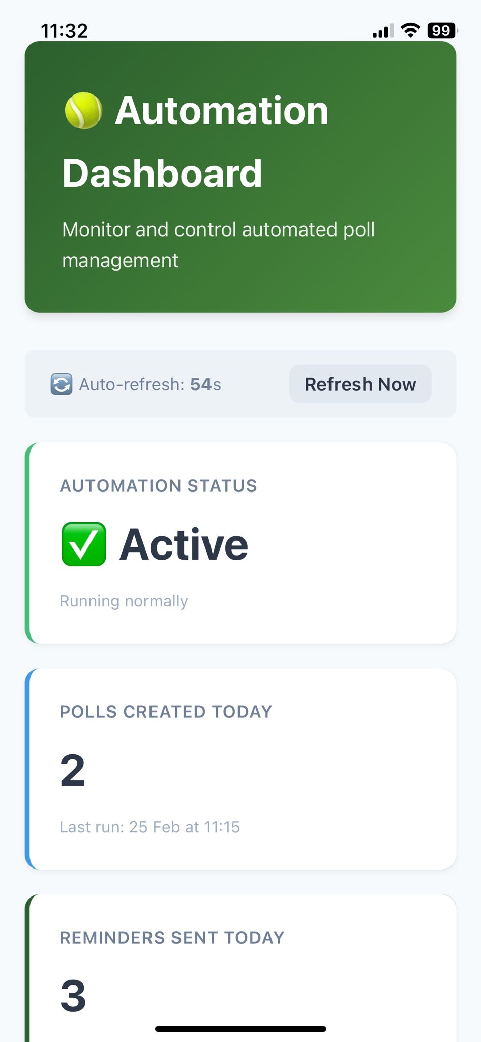 OnCourtMatch leaderboard screen showing club rankings and win/loss records