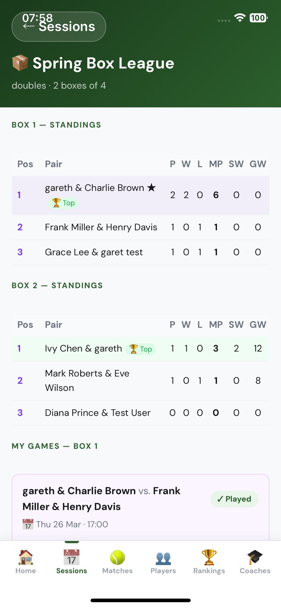 OnCourtMatch match showing box leagues